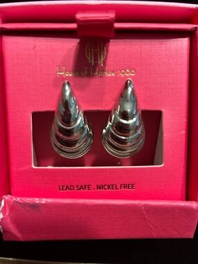 House of Harlow NWT 1960 Shiny Silver Layered Cone Studs